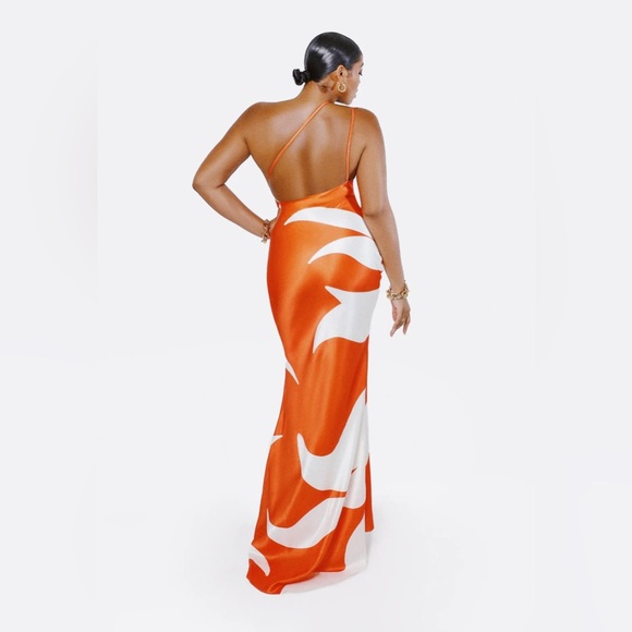 Hanifa Orange and White Maxi Dress - Picture 2 of 6